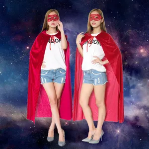 Red velvet hooded cloak for adult Halloween cosplay, stage performance, and costume party.