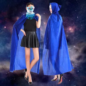 Adult blue hooded cosplay cloak costume for Halloween stage performance party dress up apparel.