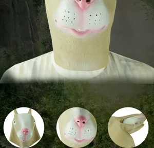 Realistischer Hasenmaske für Halloween Party Cosplay, gruseliges Tierkopfbedeckung Requisit.
