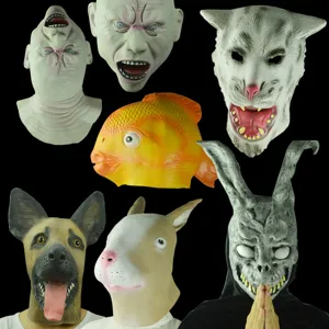 Halloween Party Latex Maske Horror Tier Kopfbedeckung Realistisch Weißer Tiger Eichhörnchen Goldfisch Wolfshund Böser Hase Cosplay Kostüm Requisite