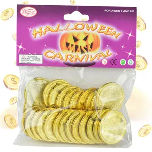Gold Plastic Pirate Coins For Kids Party Favors Game Coins Treasure Hunt Decorations Mixed Pattern Golden Toy Coins Prop