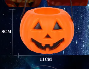Halloween pumpkin candy bucket plastic jack o lantern candy holder party decoration props 8x11cm