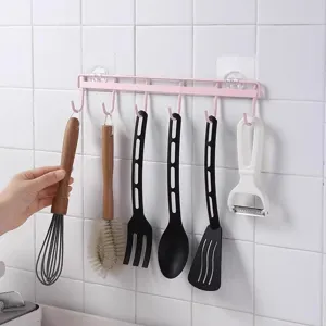 Support de rangement multifonctionnel mural de cuisine avec crochets pour ustensiles