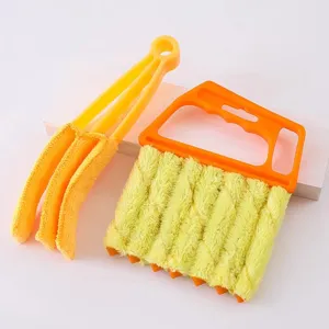 Cepillo de Limpieza Multifuncional para Persianas de Ventana Herramienta Quitapolvos Mango de PP Cepillo de Microfibra para Limpieza del Hogar Oficina