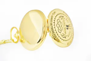 Gold pocket watch for son engraved romantic gift vintage open face quartz timepiece 1pc