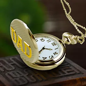 Montre de poche a quartz dore pour papa montre gousset vintage avec collier de chaine
