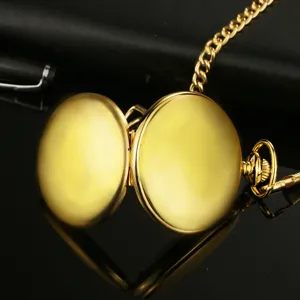 Goldene Quarz-Taschenuhr mit Kette Vintage Retro Halskette Taschenuhr Mode Accessoire