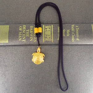 Vintage gold turtle pendant quartz pocket watch necklace with braided rope and beads for kids.