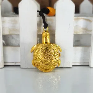 Golden turtle pocket watch pendant cute quartz necklace watch for students and children.