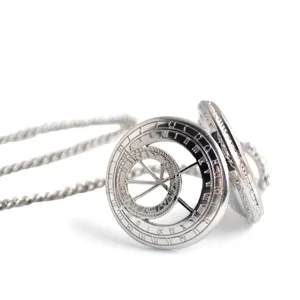 Silver astronomical sphere ring necklace, folding armillary astrological pendant jewelry