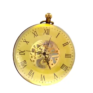 Vintage transparante mechanische zakhorloge bureauklok sfeer skelet tandwielen