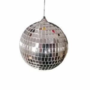 Palla Specchiata da Discoteca Argento Riflettente Vetro Mosaico Schiuma Ornamento per Natale Festa Club Bar Decorazione Sospesa