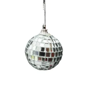 Sfera da discoteca a specchio argentata per feste, KTV e bar con cordino di sospensione.