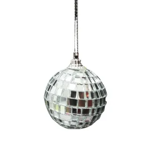 Sfera a specchio disco argentata per decorazione festa palla riflettente lucida appendere