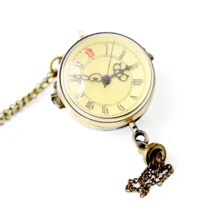 Vintage pocket watch with classic Roman numerals and retro bronze chain for gifts.