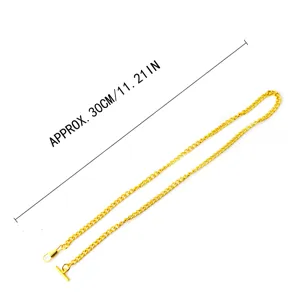 Golden metal pocket watch chain T-bar long chain trousers chain fashion accessory 30cm