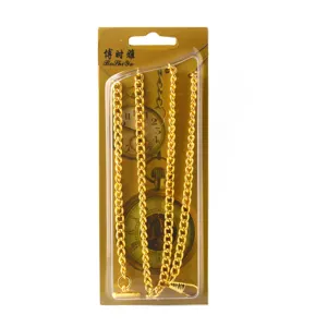 Gold tone pocket watch chain detail, iron metal material with T bar design for jeans fashion apparel.