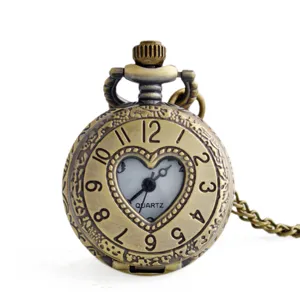 Vintage Uitgesneden Hart Zakhorloge Kwarts Zakhorloge Met Ketting Retro Trui Ketting Mode Sieraden Cadeaus