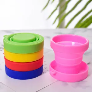 Portable Silicone Foldable Water Cup Telescopic Travel Cup Outdoor Mini Mouthwash Cup With Lid Reusable Drinkware