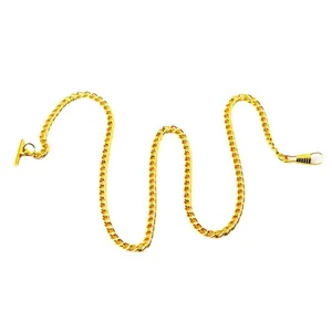 Golden pocket watch chain with T-bar closure and clasp for vintage fashion accessories main