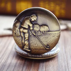 Orologio da tasca in bronzo vintage con rilievo golfista, orologio meccanico in lega.
