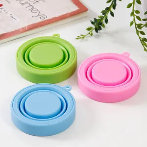 Portable silicone collapsible cup set, mini travel folding water cup for outdoor use.