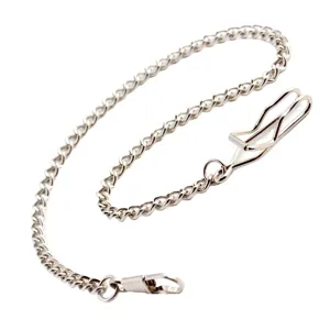Chaîne de portefeuille en métal argenté et chaîne de montre de poche pour hommes