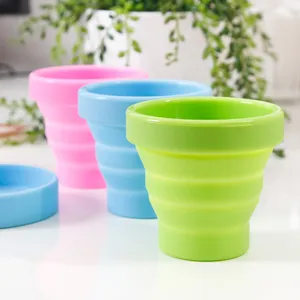 Portable collapsible silicone travel cup, multi-color telescopic outdoor water and mouthwash cup.