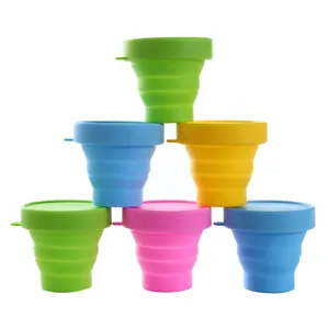 Portable collapsible silicone travel cup mini telescopic folding water cup for outdoor