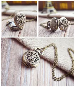 Vintage bronze hollow pocket watch detailed view, antique style quartz timepiece accessory.