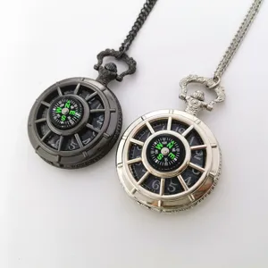 Vintage Pocket Watch Compass Necklace Retro Quartz Pocket Watches With Chain For Men Women Outdoor Decorative Jewelry