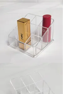Clear acrylic 9 grid lipstick organizer desktop makeup storage display stand holder