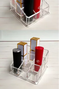 9-Grid Clear Acrylic Lipstick Organizer Desktop Cosmetic Makeup Storage Box Display Stand