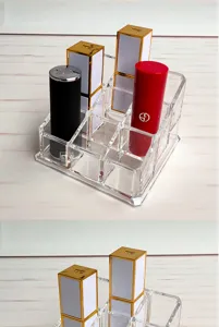 Clear acrylic 9-grid lipstick organizer box desktop cosmetic storage display stand holder