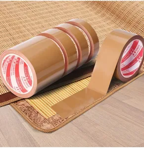 Brown repair tape detail shot, strong adhesive tape rolls for bamboo mats and home fixing.