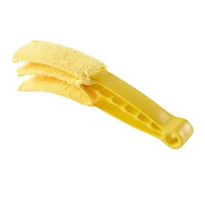 Cepillo de limpieza multicapa amarillo para persianas, ranuras de aire acondicionado y ventiladores.