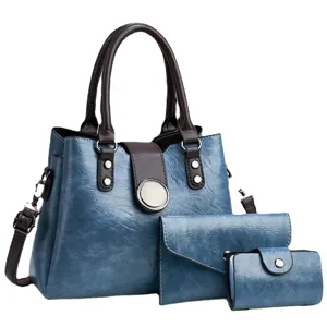 Elegantes Damen 3-Teilige Handtaschen Set, große Shopper Tasche, Umhängetasche und Brieftasche.