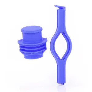 Blue plastic food bag sealing clip with pouring spout, kitchen snack fresh storage tool.