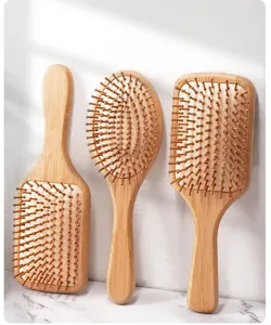 Natürliches Bambus Haarbürsten Set mit Holzstiften Luftkissen Massage für langes Haar