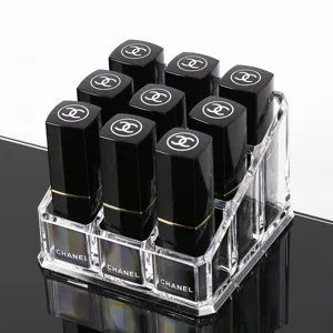 Clear Acrylic Lipstick Holder Multi Grid Cosmetic Organizer Desktop Lip Gloss Storage Stand Makeup Display Rack