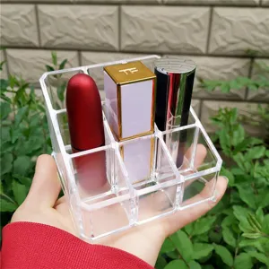 Clear acrylic 9-grid lipstick organizer desktop cosmetic storage display stand