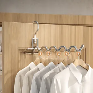 Stainless steel folding clothes hanger portable travel drying rack with multi hooks for home use