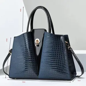 Chique krokodillenpatroon tote handtas voor dames, ruime schouder- en crossbodytas.
