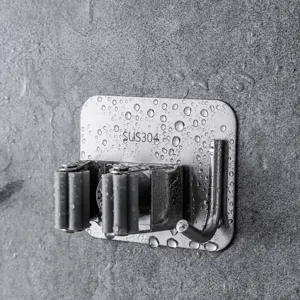 Support de balai en acier inoxydable mural pince balai organiseur pour la salle de bain maison