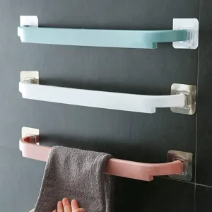 Wall mounted towel rack punch free bathroom towel holder storage rack for home use