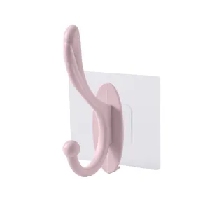 Pink adhesive wall hook punch-free coat hanger strong seamless hook for home daily use