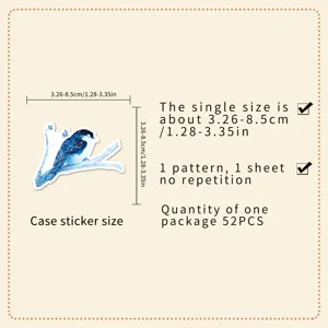 Detailed view of watercolor starry animal sticker showing exact dimensions and 52 pcs pack.