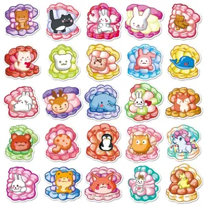 Cute macaron cartoon animal shell waterproof stickers, ideal for DIY phone cases and notebooks.