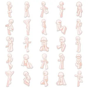 Niedliche Anime Posen Skizze Aufkleber Pack, kreative DIY wasserfeste Graffiti Sticker Handy.
