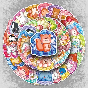 Macaron Cartoon Animal Stickers Waterproof Vinyl DIY Decals For Phone Case Luggage Water Bottle Scrapbook Cute Decoration